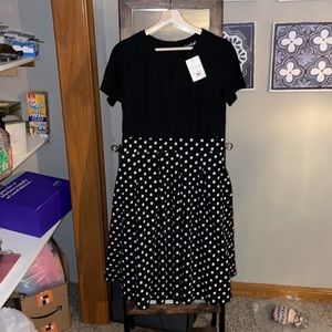 Black with white pock-o-dot dress.